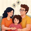 Illustration of a diverse family talking and connecting, representing family involvement