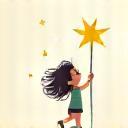 Illustration of a child reaching for a star, representing celebrating milestones